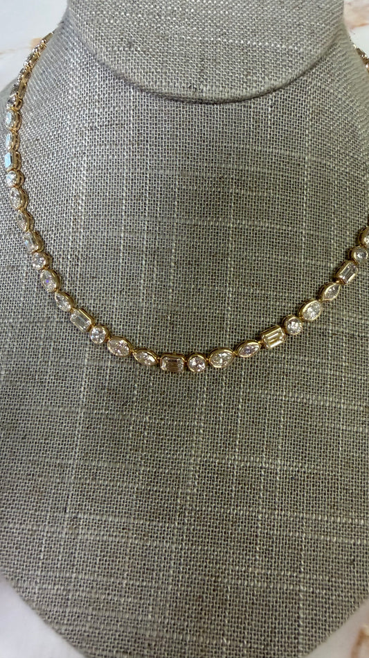 20.5 cttw multi shape bezel tennis necklace