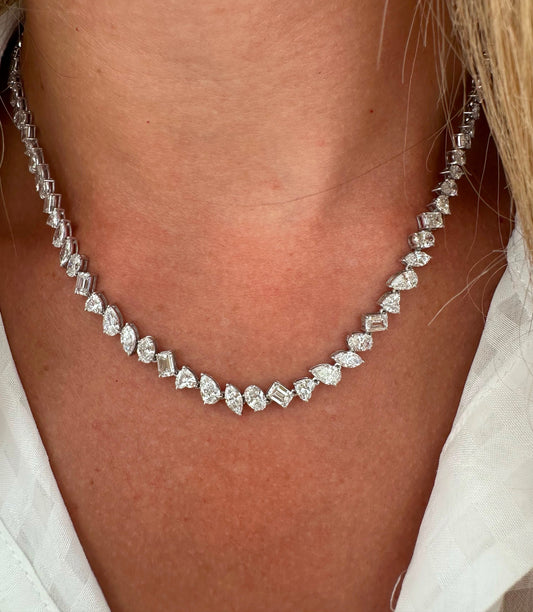 20.95 cttw multi shape tennis necklace
