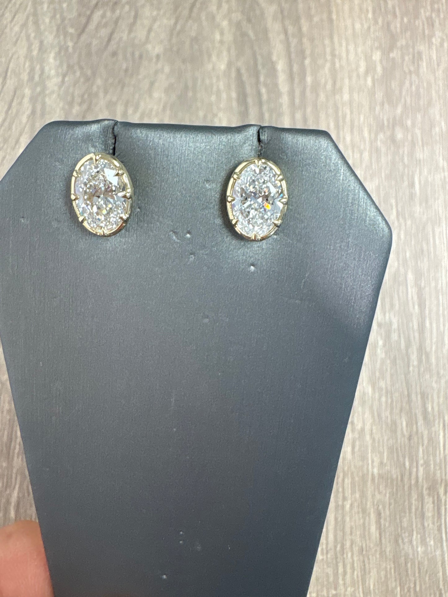 4 cttw pronged bezel oval studs