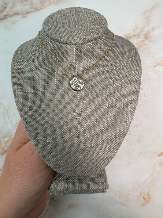 3 ct round bezel solitaire necklace