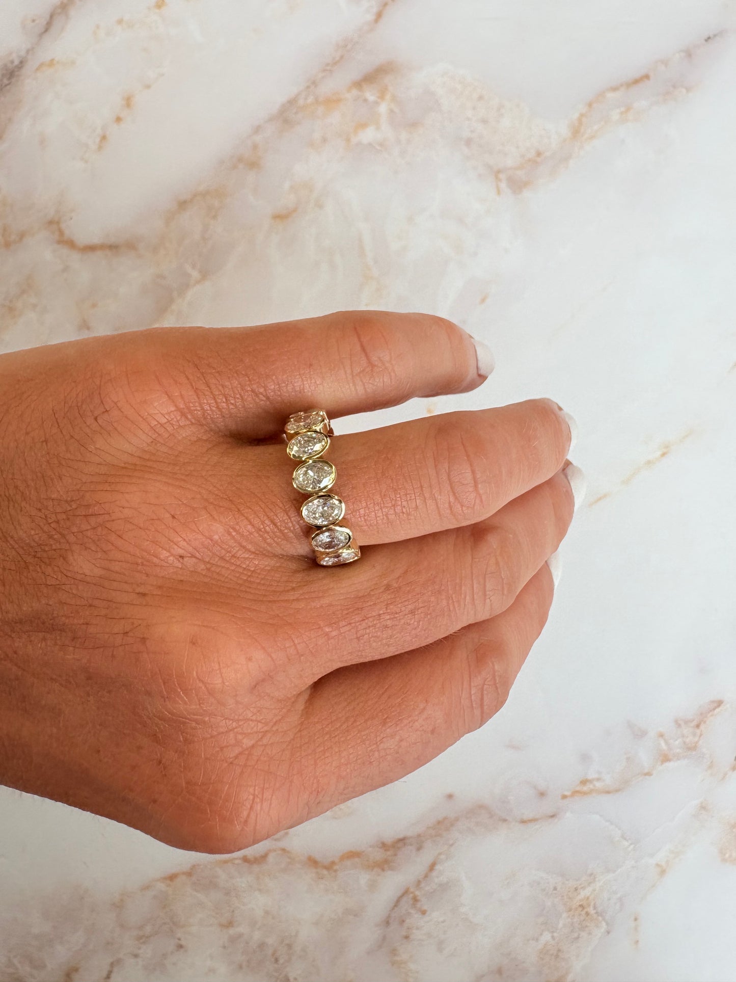 2.68 cttw bezel oval halfway eternity band