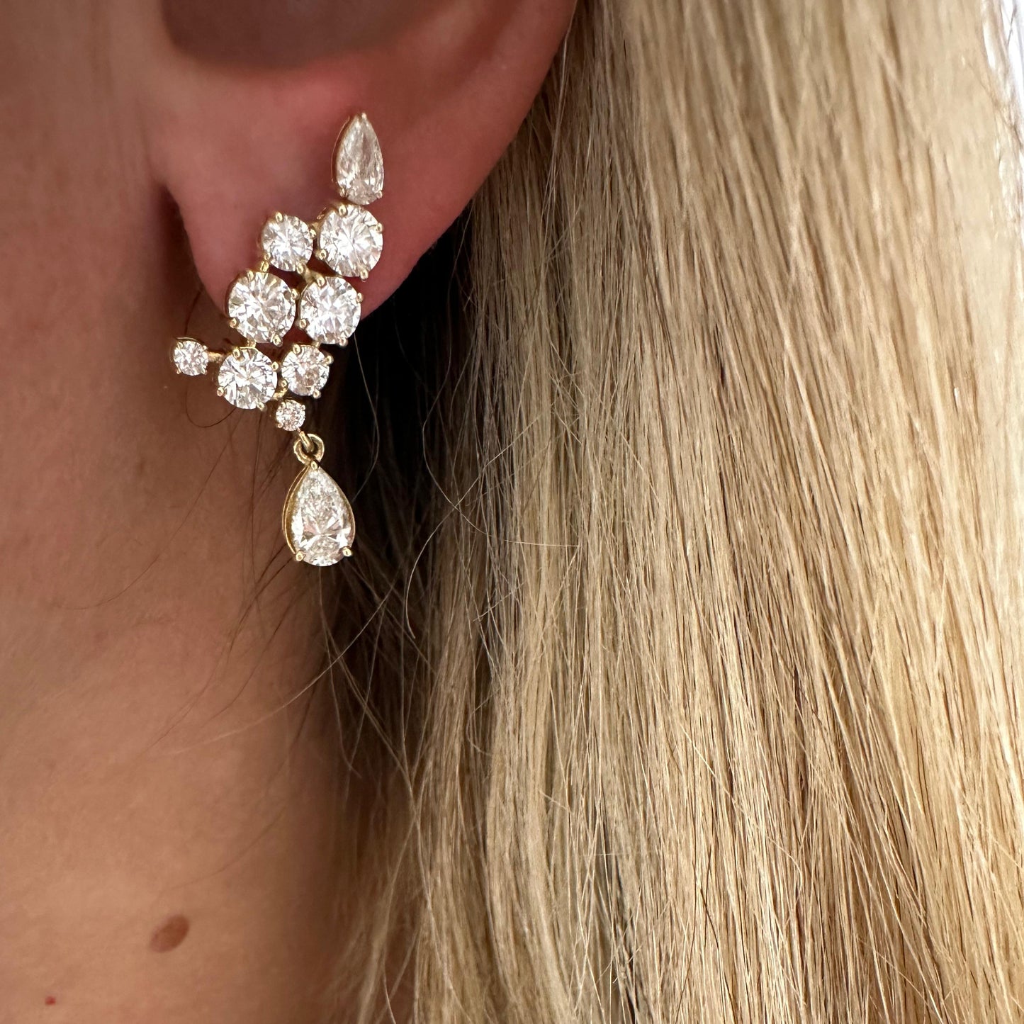 6.3 cttw Yellow Gold Crawlers With Pear Drop