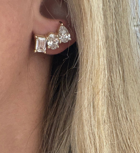 5.63 cttw Pear, Oval & Emerald Yellow Gold Crawlers