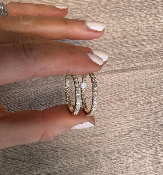 2 cttw Yellow Gold Inside Out Hoops