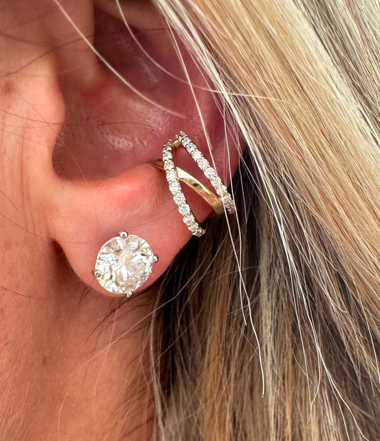 .62 cttw yellow gold 3 row ear cuff