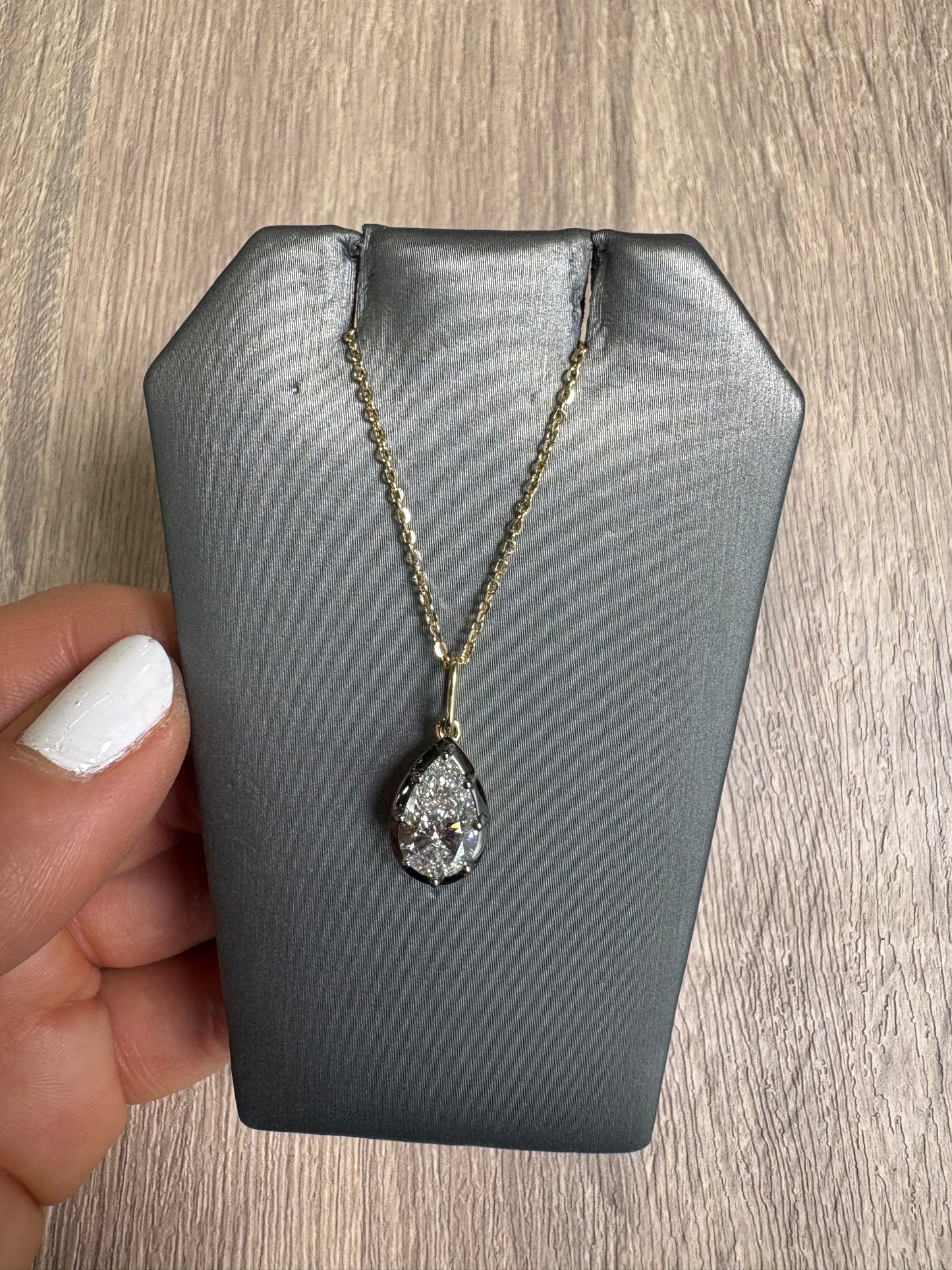 2 ct Pear Solitaire Set In Black