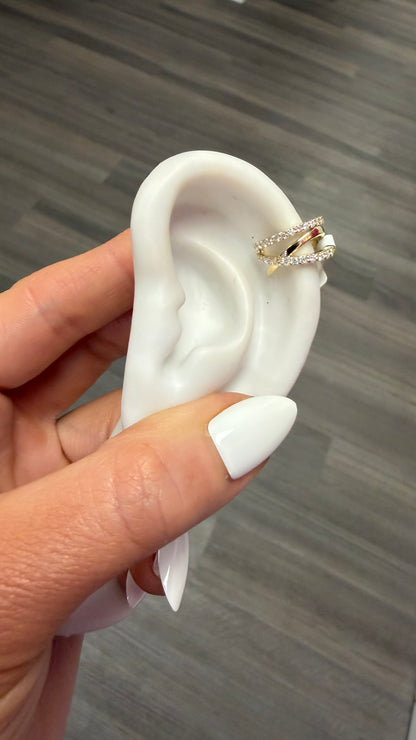 .62 cttw yellow gold 3 row ear cuff