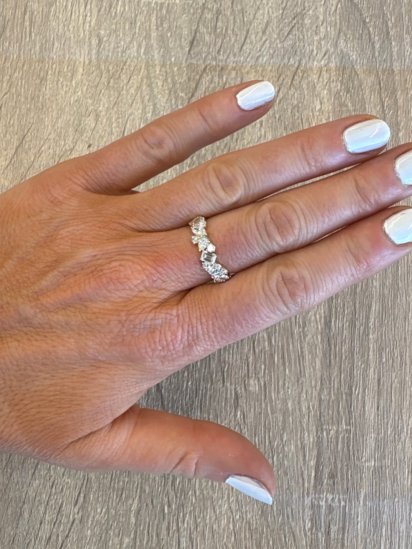 1.62 cttw multi shape yellow gold eternity band