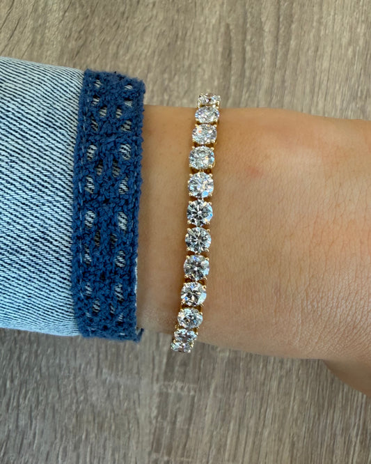 14.70 cttw yellow gold round tennis bracelet