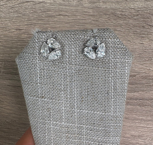 3.5 cttw 3 Stone Pear Earrings