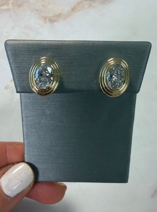 2.14 cttw triple bezel oval studs