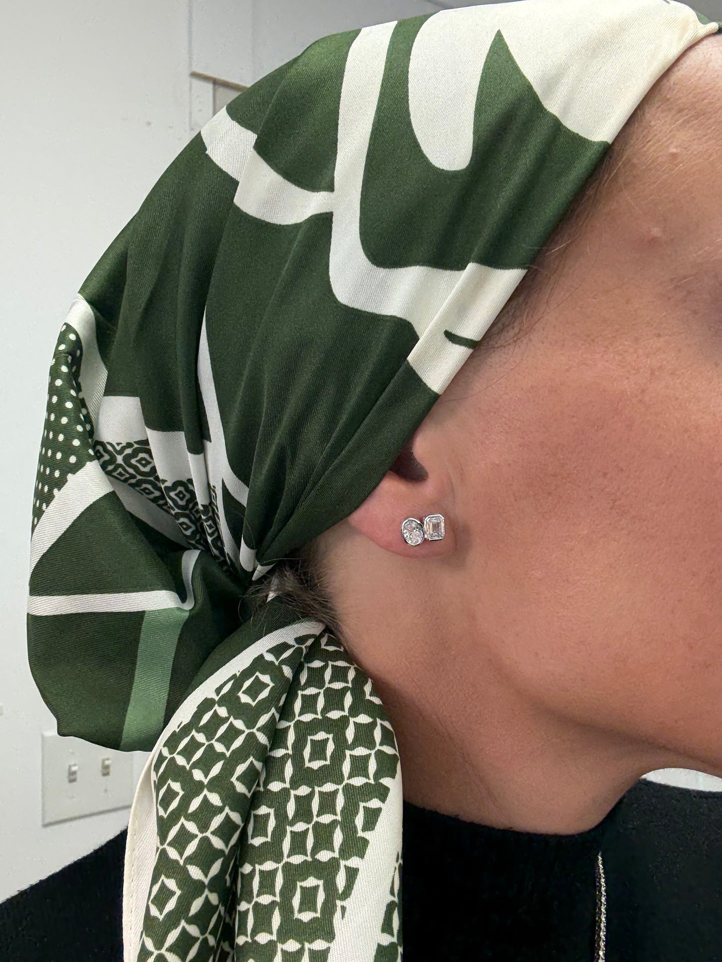 2 cttw white gold bezel oval and emerald toi et moi studs