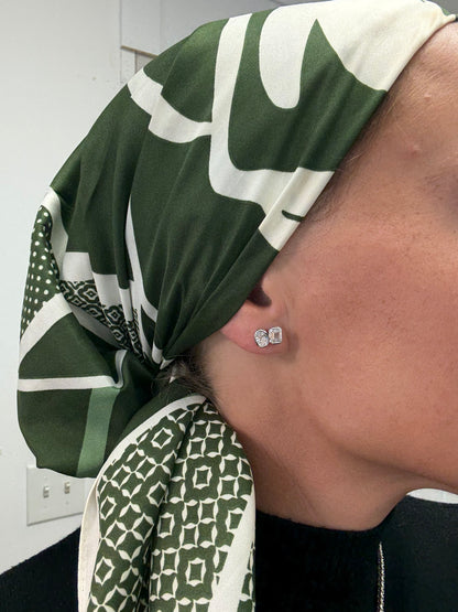 2 cttw white gold bezel oval and emerald toi et moi studs