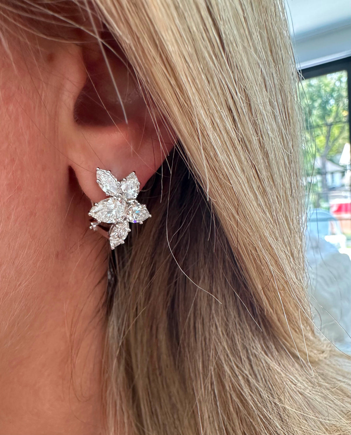 5.4 cttw pear cluster earrings