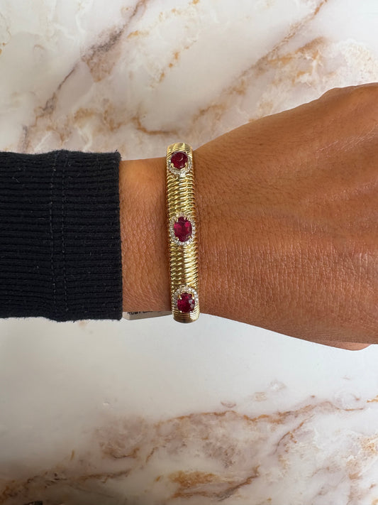.28 cttw oval halo ruby wrap bangle