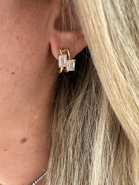 4 cttw Double Emerald Huggies