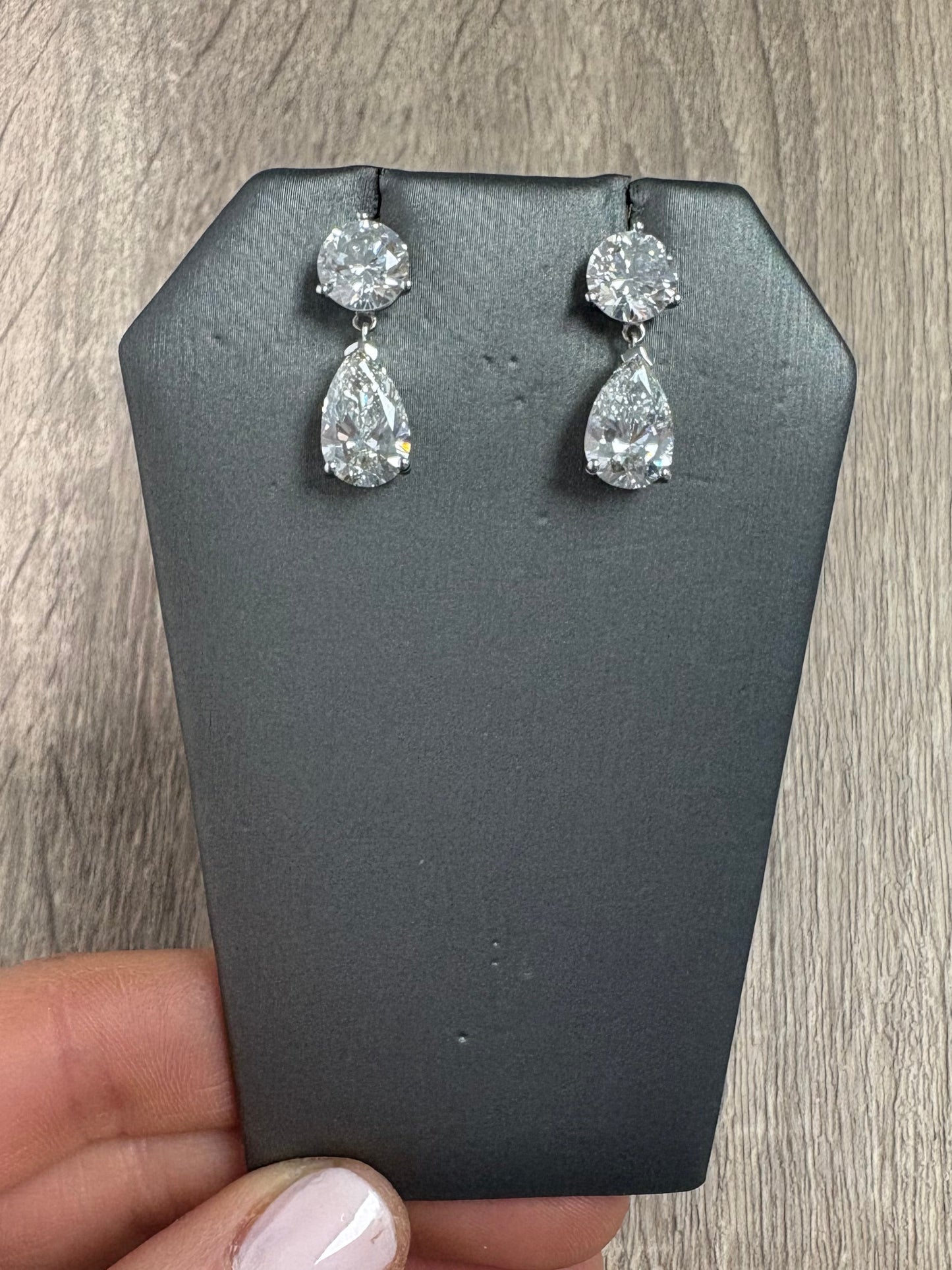 7 cttw round & pear drop earrings