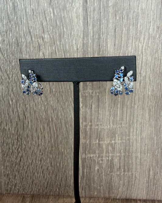 1.3 cttw blue scattered diamond Huggies