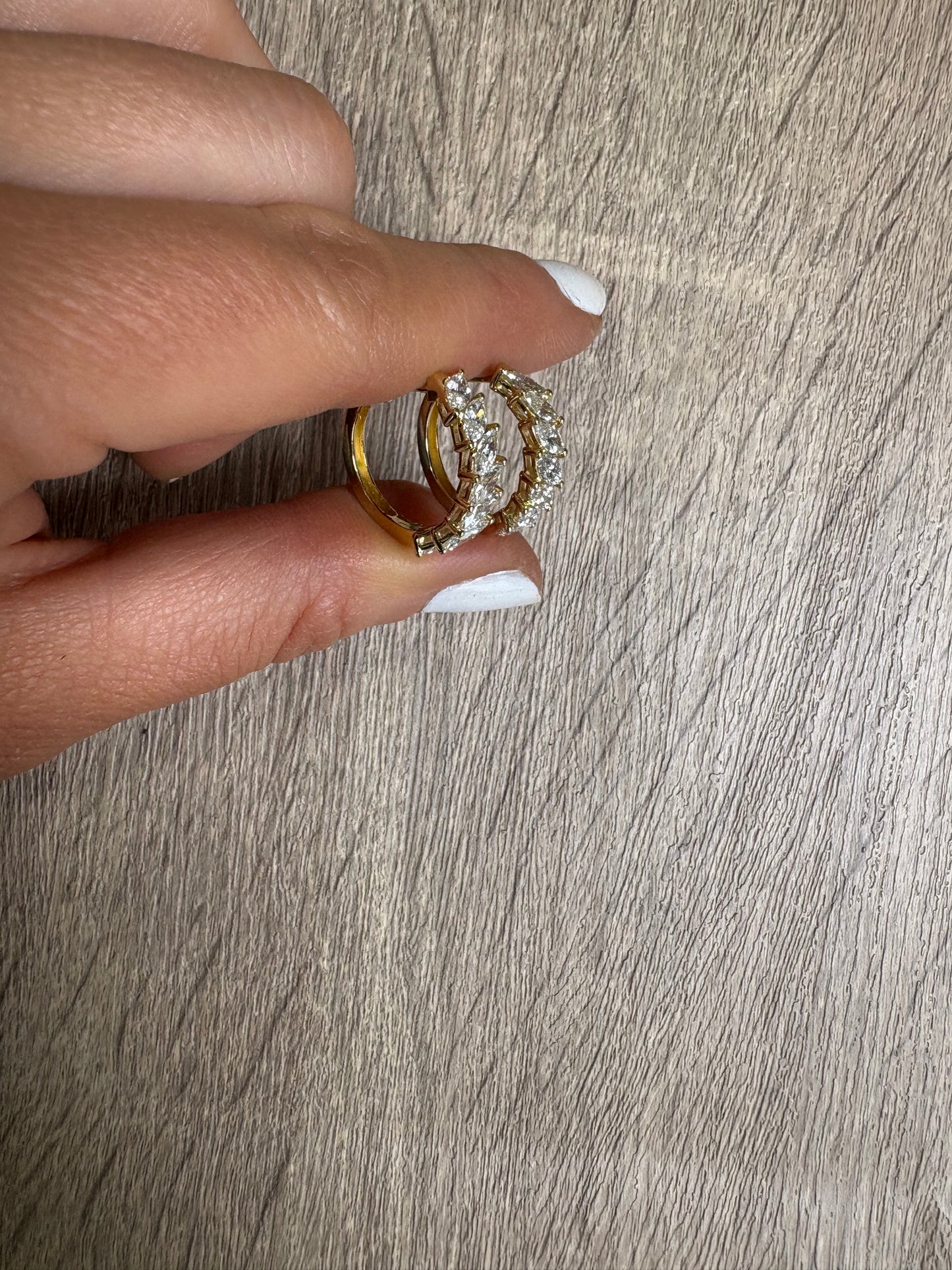 2 cttw Yellow Gold Marquis Halfway Hoops