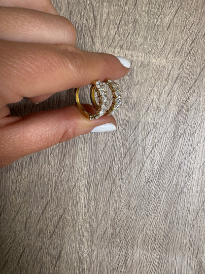 2 cttw Yellow Gold Marquis Halfway Hoops