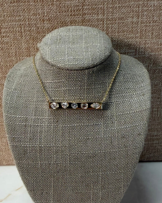 1 cttw yellow gold bar necklace