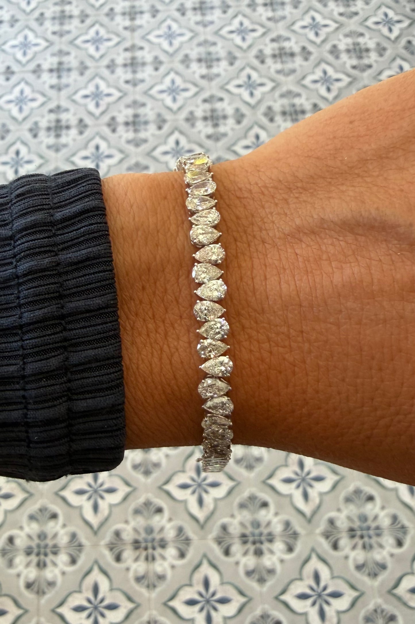 12.15 cttw up & down pear tennis bracelet
