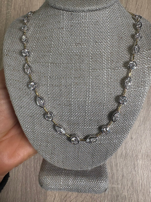 5.30 cttw Round & Marquis Bezel Necklace