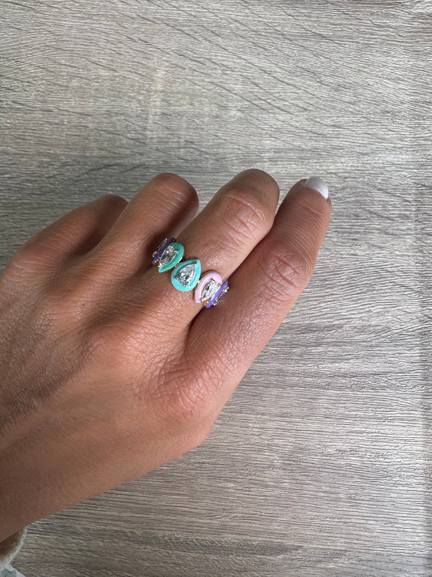 1.5 cttw Up & Down Pear Colorful Ring