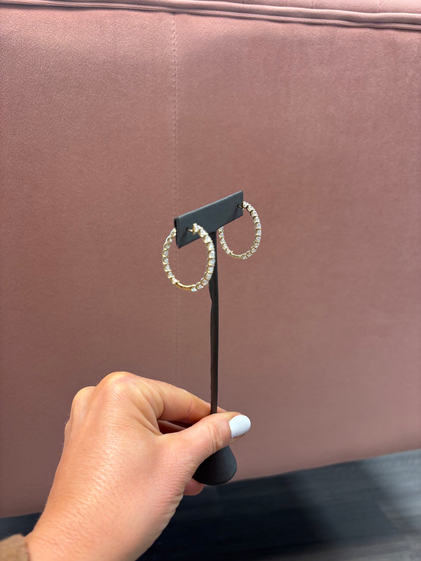 4.58 cttw Inside Out Yellow Gold Oval Hoops