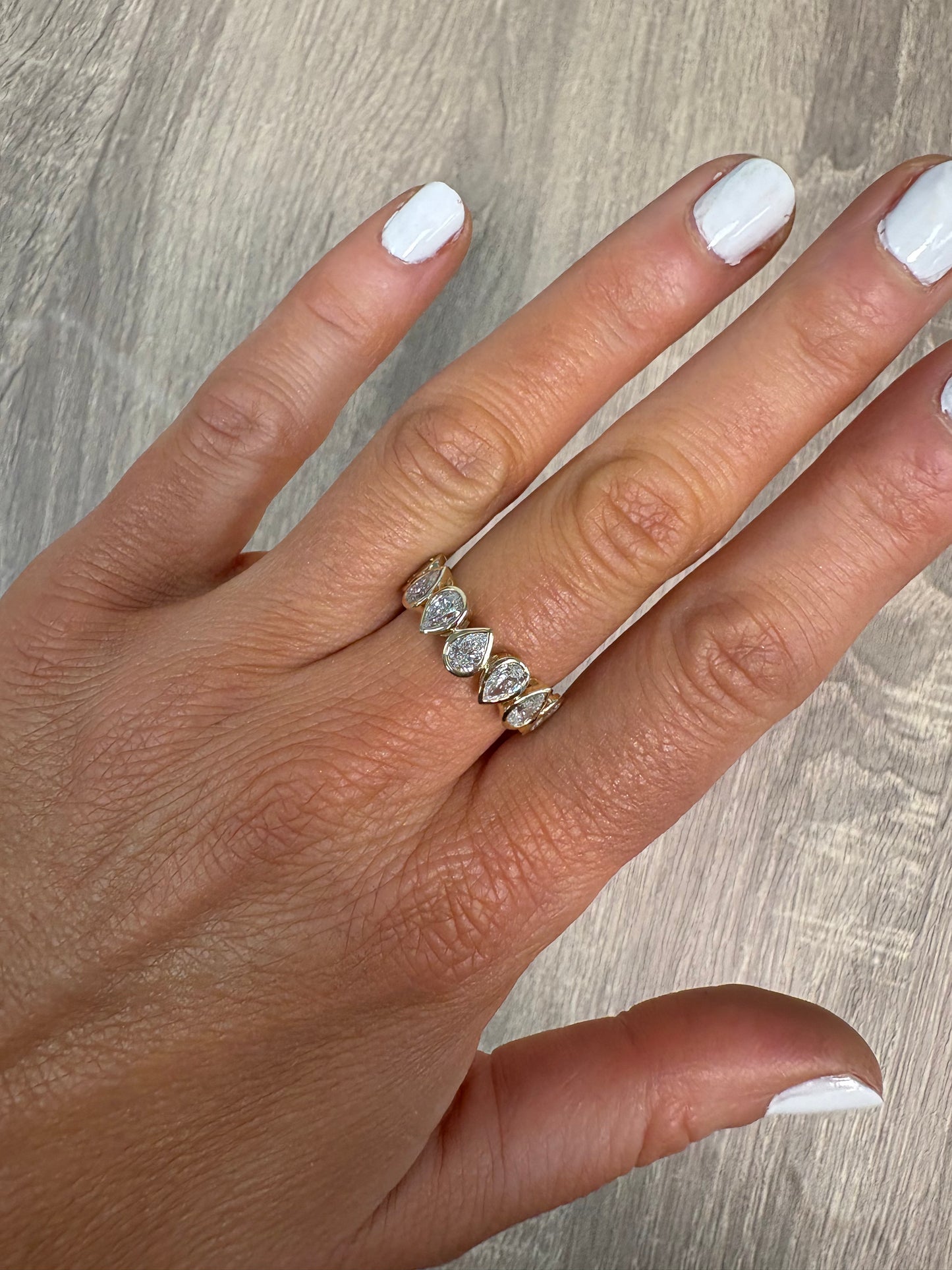 1.74 cttw Halfway Up & Down Bezel Pear Eternity Band