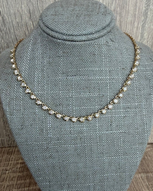 1.59 cttw halfway round bezel tennis necklace