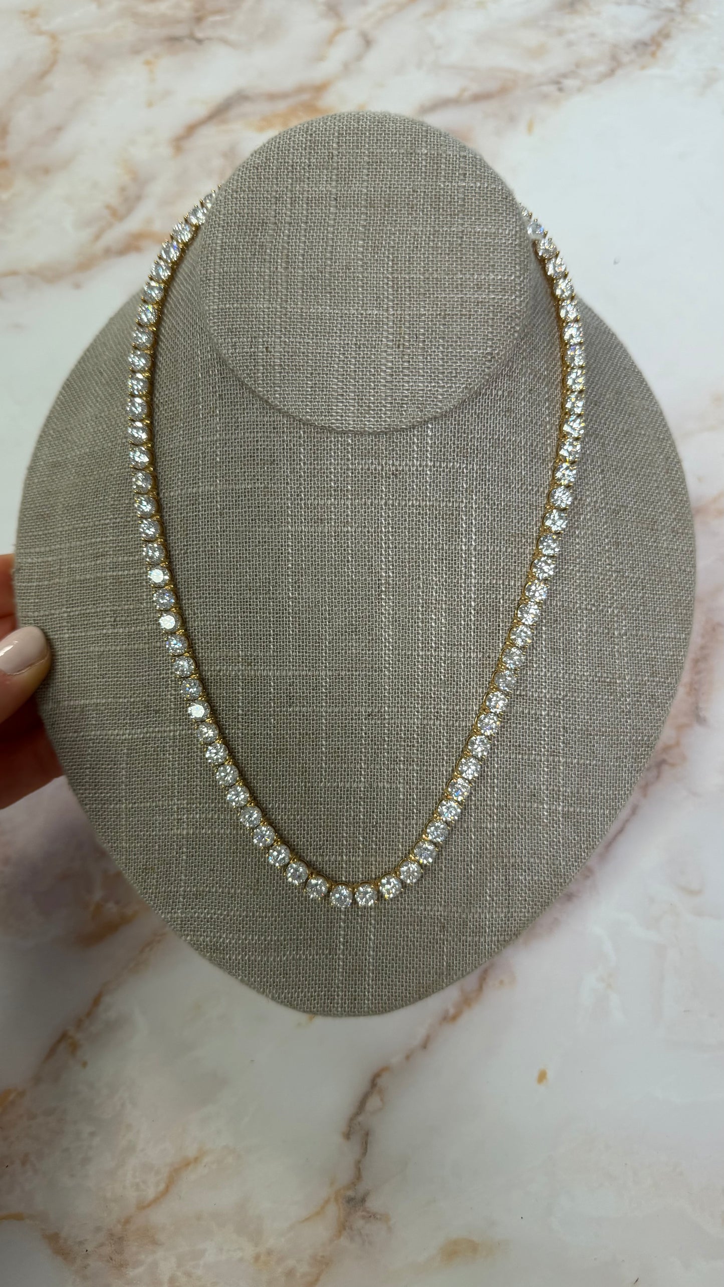 44.39 cttw yellow gold 4 prong tennis necklace