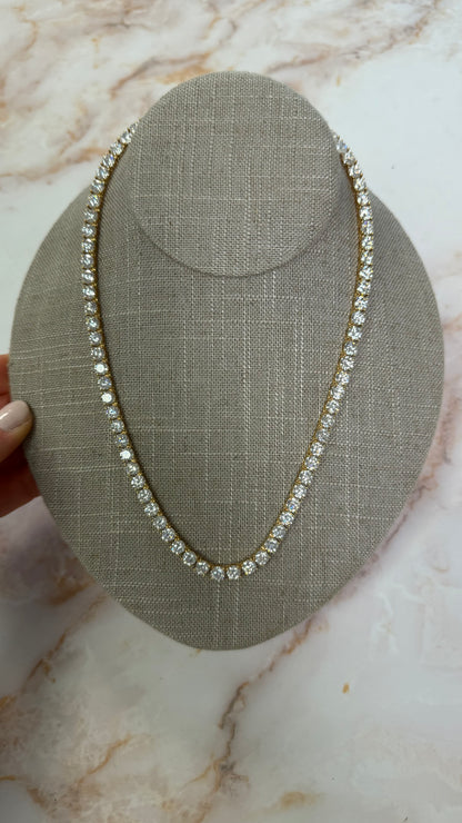 44.39 cttw yellow gold 4 prong tennis necklace