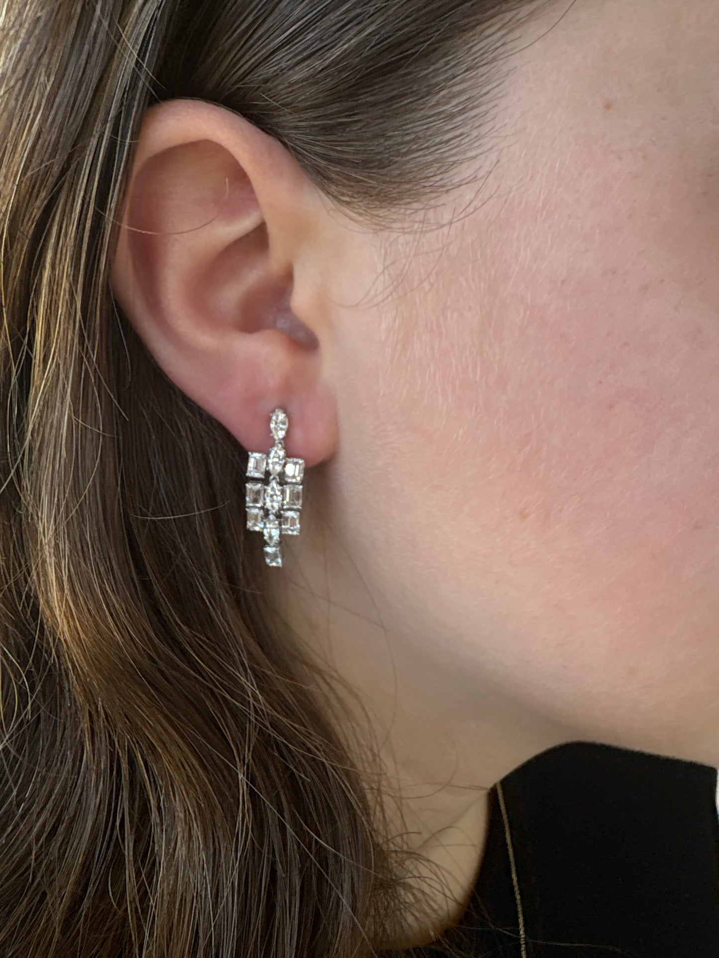 5 cttw marquis and emerald drop earrings