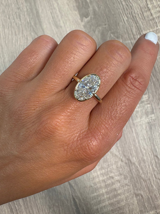 3 ct Bezel Oval Engagement Ring