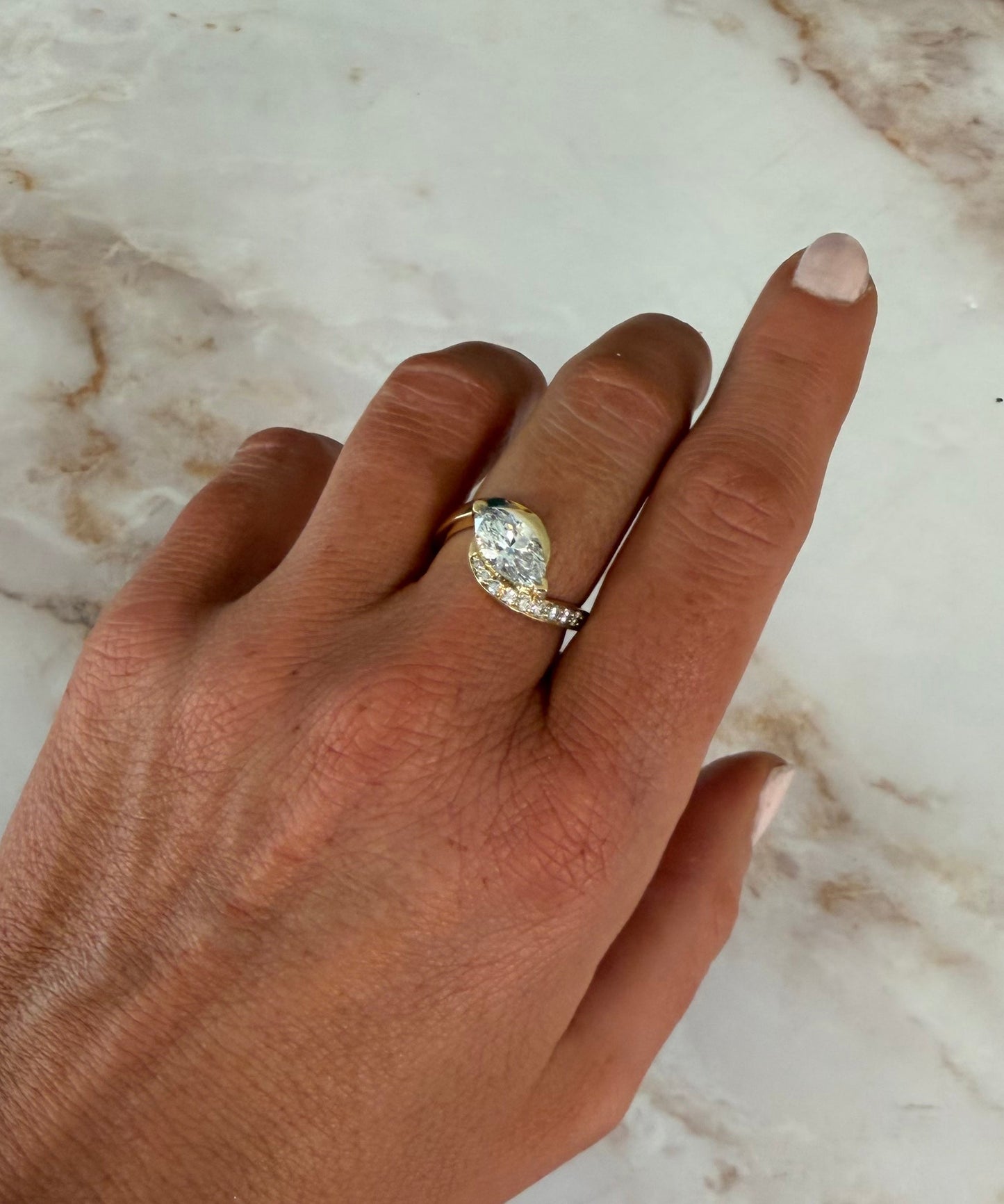 1.85 cttw marquis on wavy pave band