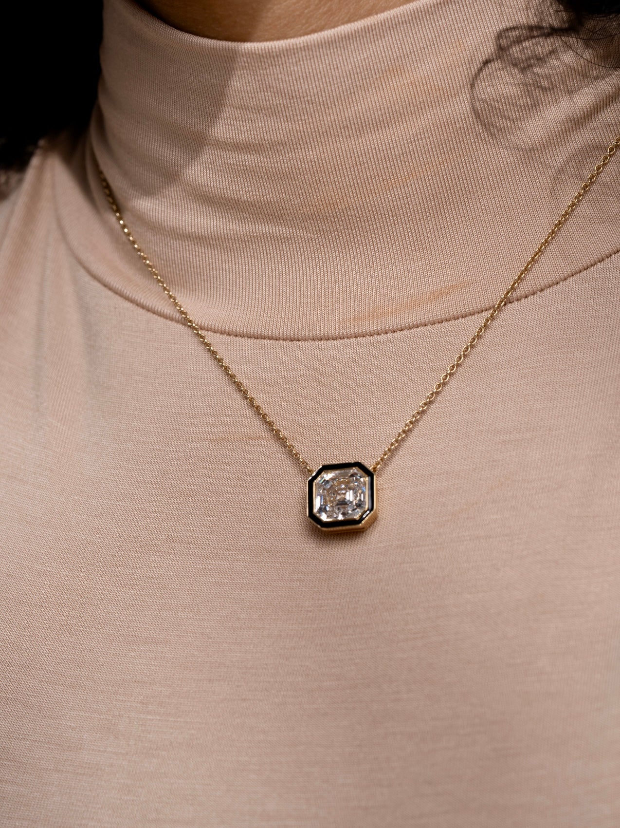 5.5 ct Asscher Cut Solitaire With Black Bezel