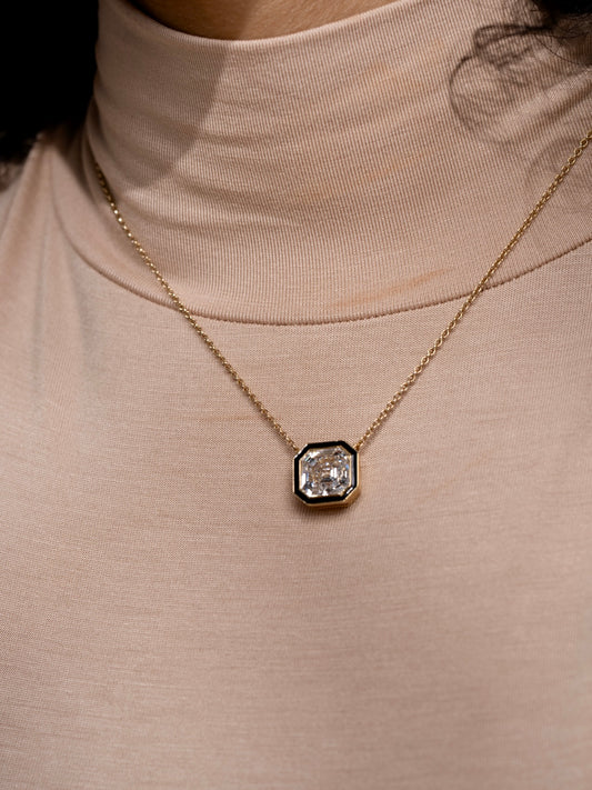 5.5 ct Asscher Cut Solitaire With Black Bezel