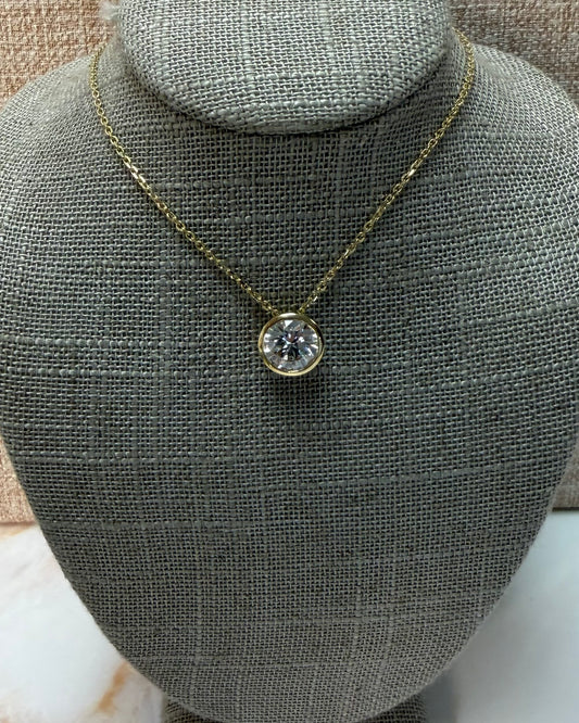 2 ct round bezel necklace