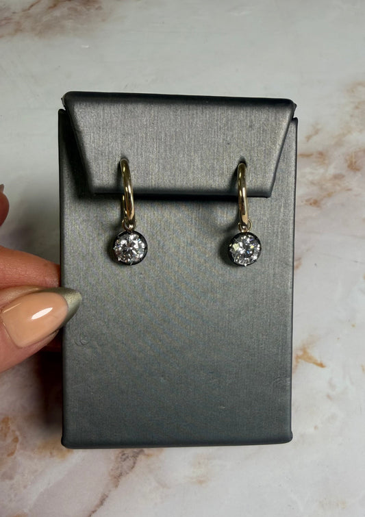 3 cttw black rhodium set drop earrings