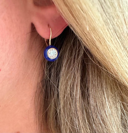 1 cttw round bezel diamond on hanging blue stone