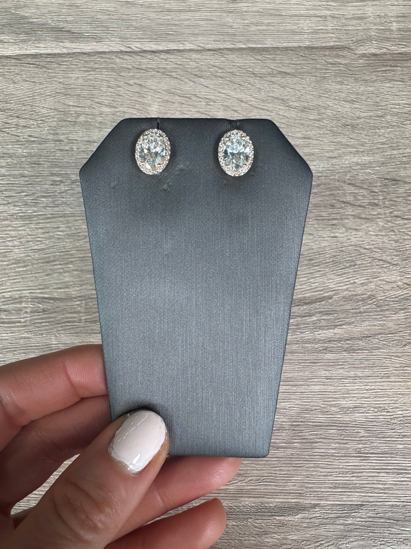 3.5 cttw Yellow Gold Oval Halo Studs