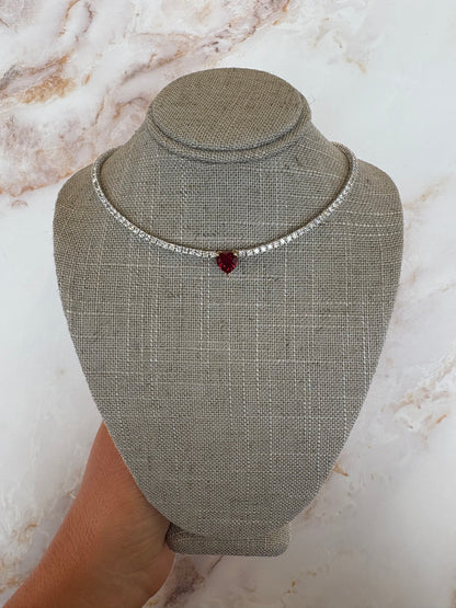3.25 cttw halfway tennis with 2 ct ruby heart center