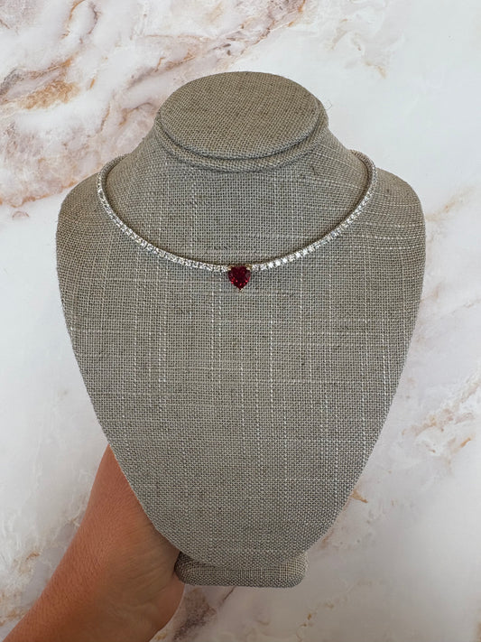 3.25 cttw halfway tennis with 2 ct ruby heart center