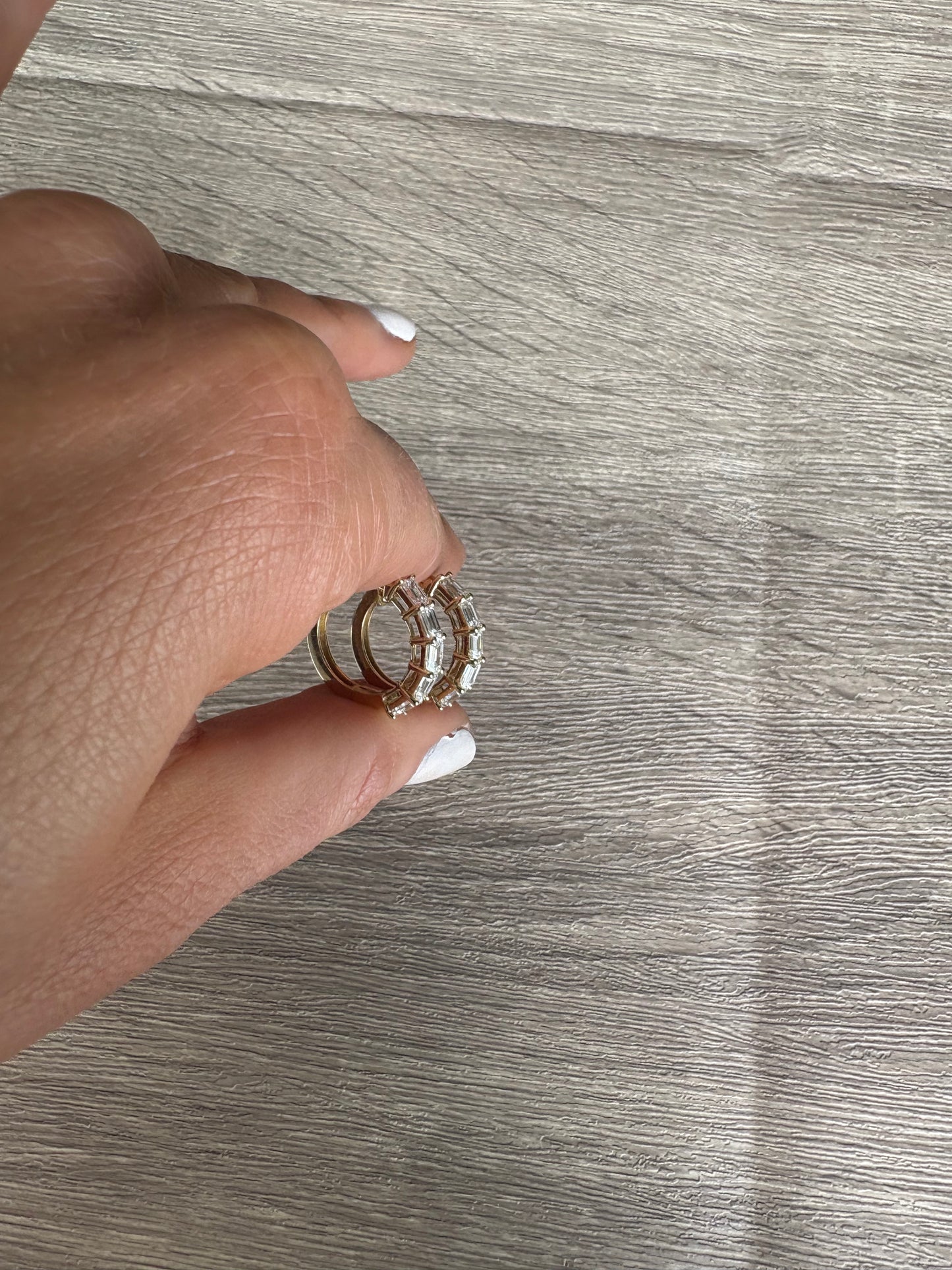 2.15 cttw Yellow Gold Halfway Emerald Hoops