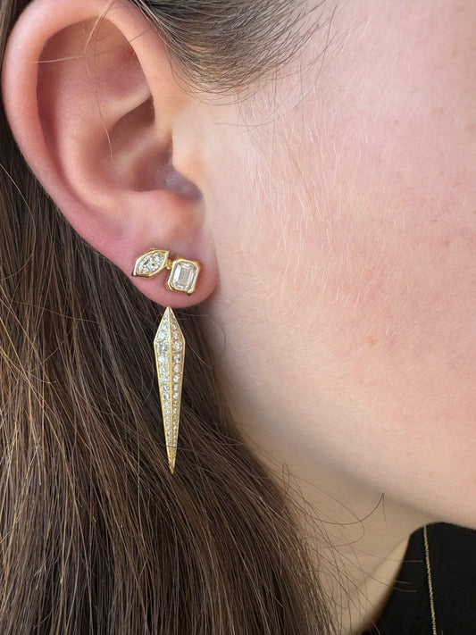 2.5 cttw emerald and marquis two stone stud with jacket