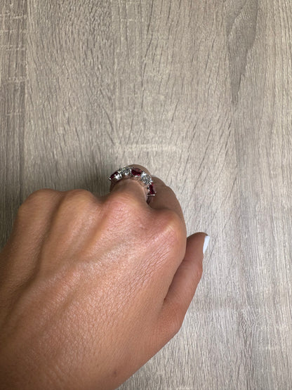 2 cttw Oval Diamond & Ruby Ring