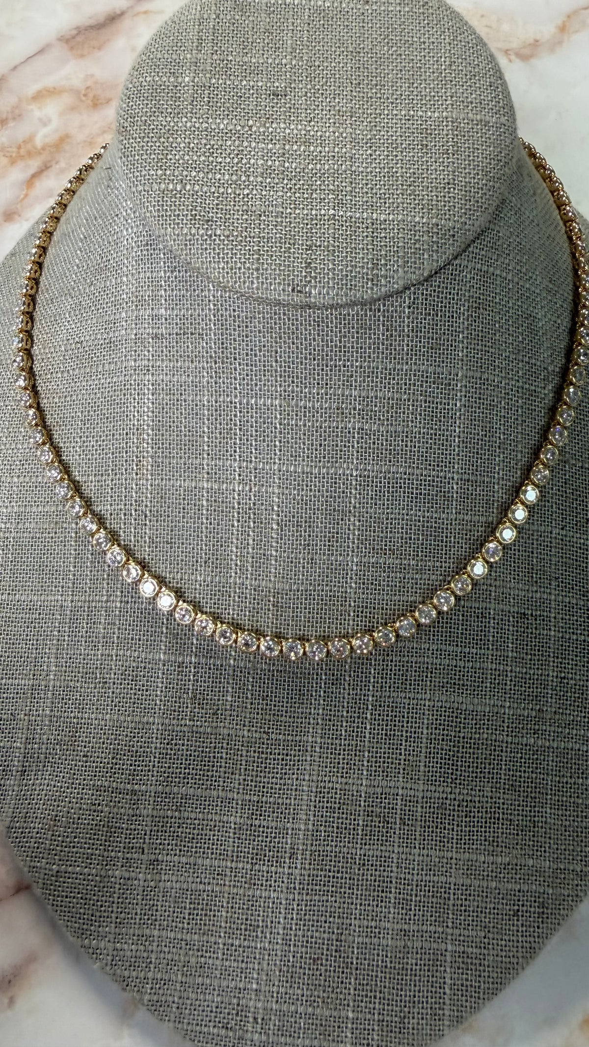 14.40 cttw round bezel tennis necklace