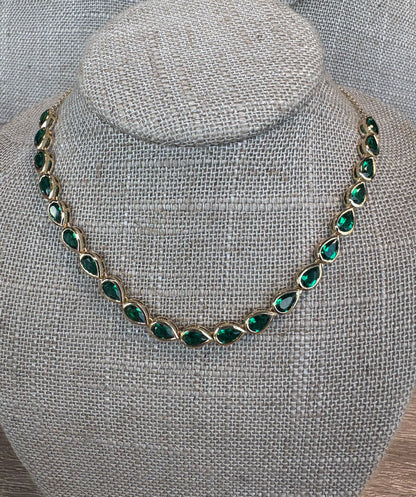 3.37 cttw Bezel Pear East West Emerald Green Halfway Tennis