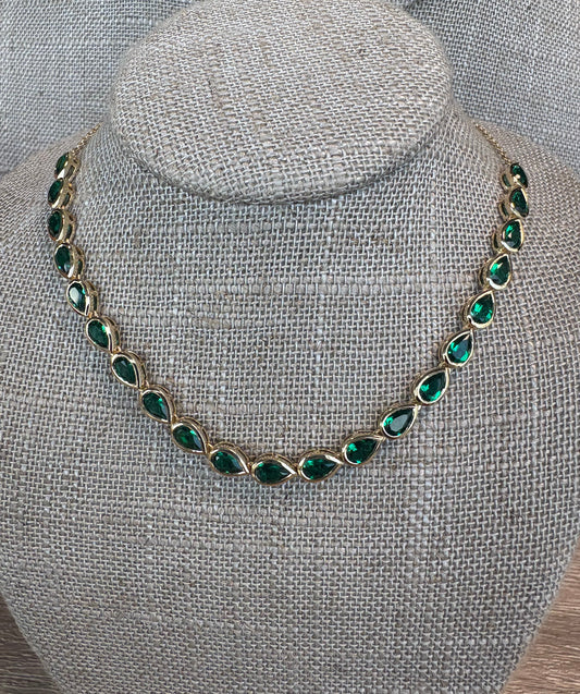 3.37 cttw Bezel Pear East West Emerald Green Halfway Tennis